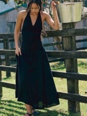 Free People Free-est Convertible Open Back Black Maxi Dress XS